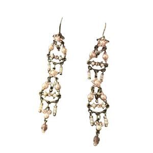 Beaded Bling Gold Dangle Earrings